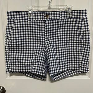Navy and white checkered Womens shorts